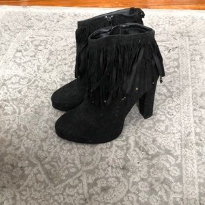 Fringe suede boots